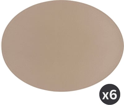 ZICZAC - Placemat TRUDO - SET/6 - lederlook - 33x45 cm - Ovaal, zand