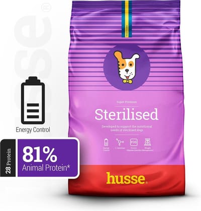 Husse Sterilised - Hondenvoer met Kip voor Gecastreerde Honden, Hondenbrokken, Droogvoer, Hondenvoeding - 2 x 12 kg