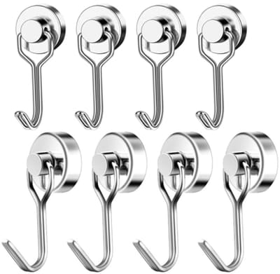 8 magnetische haken, draaibaar, extra stevig voor keuken en organisatie