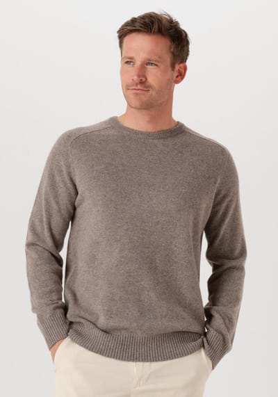 STEFANO LAURAN Crew L Truien & Vesten Heren - Sweater - Hoodie - Vest- Taupe - Maat L