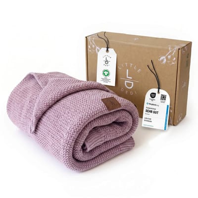 Little Dedi Alina Babydeken – Gebreid – 100% Biologisch Katoen – GOTS – 80x100 cm – Lavendel
