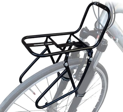 Allecto- Fietsdrager Vooraan - Stalen - Voorbeugel - Bagagerek - Bagagedrager - Geschikt voor - Fietsen - Zwart - Metalen Bevestigingsbeugel - Stuurbevestiging - Universele Montage - Fietsaccessoire - Handige Fietsbeugel voor Vooraan op de Fiets