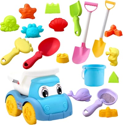 Kinder Strandspeelgoed Set - Zandbak Speelgoed Emmer - Buiten Spelen - 19 Delige Kit