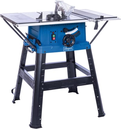 Scheppach Zaagtafel HS254 - 2200W - Ø254mm - Met onderstel - Uitschuifbaar werkblad - In hoogte en hoek verstelbaar - Incl. zaagblad (24T), verstekgeleider, parallelgeleider & duwstok