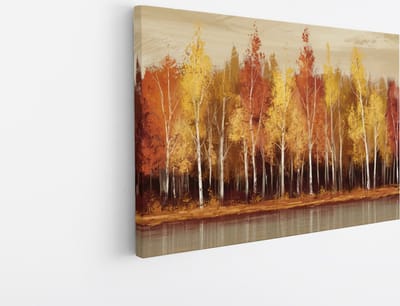 Saammp Canvas Schilderij - Herfstbos - Abstract - Natuur - Landschap - 45x30 - Foto op canvas - Wanddecoratie - Muurdecoratie Woonkamer - Slaapkamer decoratie - Canvas Print