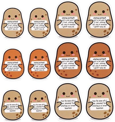 Mini Grappige Positieve Aardappelstickers - Set van 48 stuks - Creatieve Schattige Stickers - Verjaardagscadeau Feestdecoratie Aanmoediging