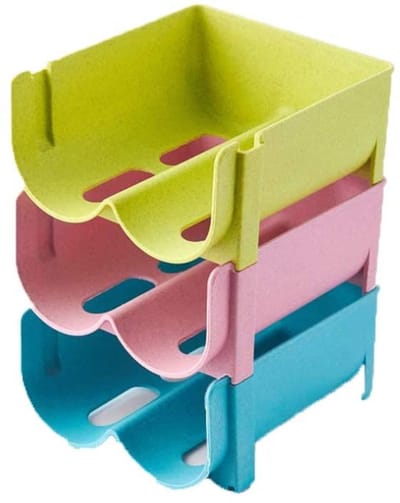3 stapelbare flessenrekken, flessenrek voor de koelkast, plastic flessenrek, bierrek