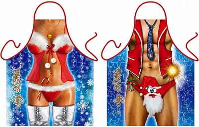 Kerstman en Kerstvrouw sexy Grappig Leuk Schort Keukenschort