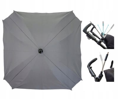Grijze Vierkante Kinderwagen Parasol UV50+ 62cm