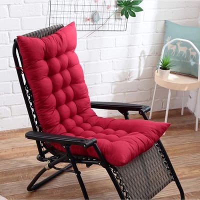 Ligstoelkussen - Stoelkussen Bankkussen - Buiten Ontspannen - Antislip met 6 Banden - 110x40cm - Rood
