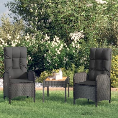 Tuinstoelen Set - Buitenstoelen Terrasstoelen - Buiten Zitten - Handgeweven Polyrotan - 62.5 x 57 x 109 cm - Zwart