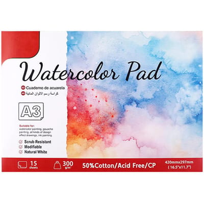 Carnet d'aquarelle Papier Coton Épais Dessin Peinture Écriture Carnet de Croquis pour Étudiants Artistiques A3 (420x297x10mm/16.54x11.69x0.39in)