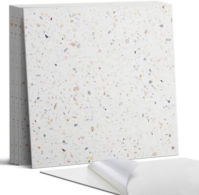 Coloray Wandpanelen Zelfklevend - Steenpatroon met deeltjes Zelfklevende Wandpanelen - 50 cm x 50 cm - Wit Wandpaneel PVC - 4 stuks - Texturen Wandpanelen Zelfklevend - Wandpanelen Keuken - Wandpaneel Badkamer
