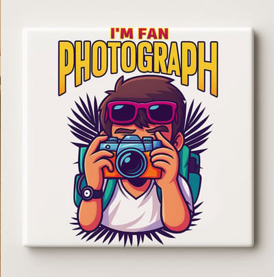 Ik Ben Fan van Fotografie Tegel – 15x15cm Grappige Fotograaf Keramische Wanddecoratie | Leuk Cadeau voor Fotoliefhebbers & Camera Enthousiastelingen