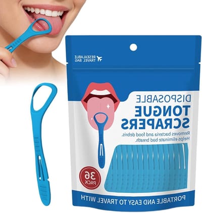 Tong Schraper Reiniger - Mondverzorging Tool - Frisse Adem - Dubbele Reinigingsfunctie - 19 cm - Blauw