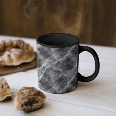 Magische Mok - Foto op Warmte Mokken - Koffiemok - Donkergrijs - Bliksem - Marmer print - Magic Mok - Beker - 350 ML - Theemok