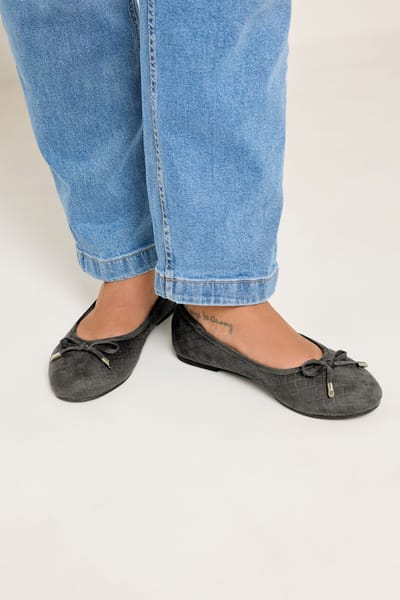 Yours Grijze Geweven Ballerina Pumps In Brede Epasvormsize 37EEE
