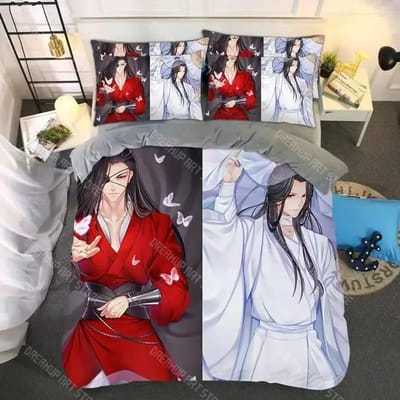 Heaven official’s blessing Beddengoedset,Heaven official’s blessing Dekbedovertrek Comfortabel Bed Eenpersoons Tweepersoonsbed Volledige Maat Anime EU Single 135x200cm