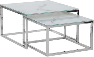 BELIANI BREA - Salontafel - Wit marmer - Veiligheidsglas