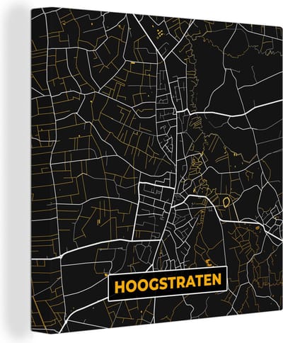 Canvas Schilderij Kaart - Hoogstraten - Stadskaart - Goud - Plattegrond - 20x20 cm - Wanddecoratie