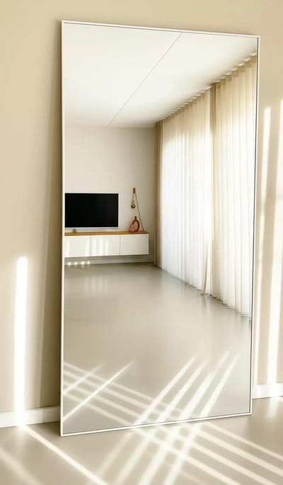 Nordic Style® Rechthoekige spiegel 215x110cm - Mat Wit - Scandinavische Spiegels - Vierkant - Pas spiegel - Staande spiegel - Kleedkamer spiegel - Pas