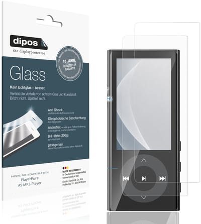 dipos – 2x Matte Pantserfolie geschikt voor PlayerPure A9 MP3-Player | 9H Screenprotector