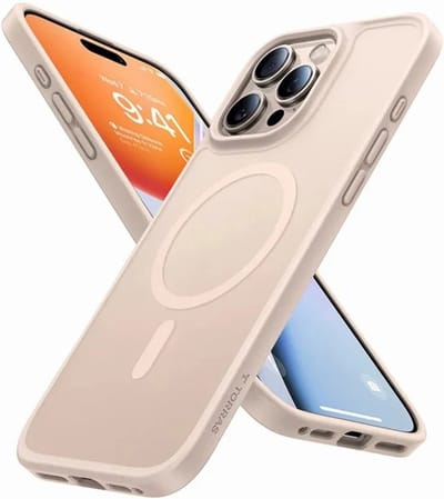 Torras Geschikt voor iPhone 16 Pro Max hoesje – slanke bescherming met magnetisch ondersteuning -Woestijngoud