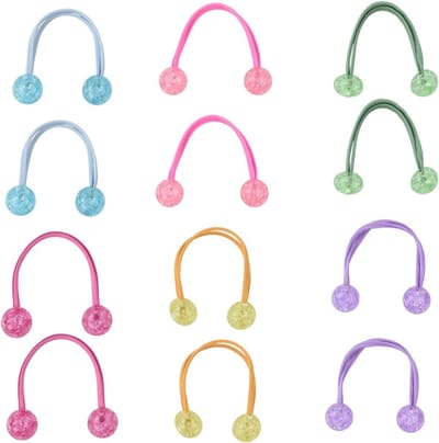 12 stuks elastiekjes voor meisjes - fruit thema, dubbele ballen - decoratief en kleurrijk - haaraccessoires voor vrouwen en kinderen