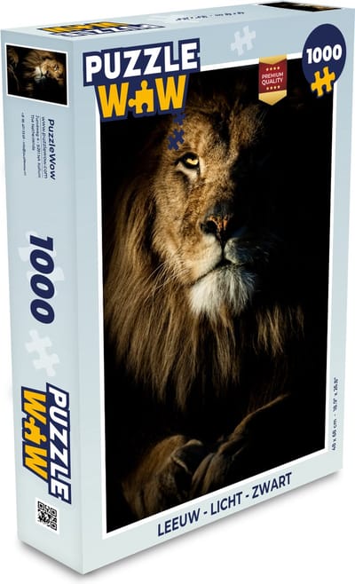 Puzzel Leeuw - Licht - Zwart - Legpuzzel - Puzzel 1000 stukjes volwassenen