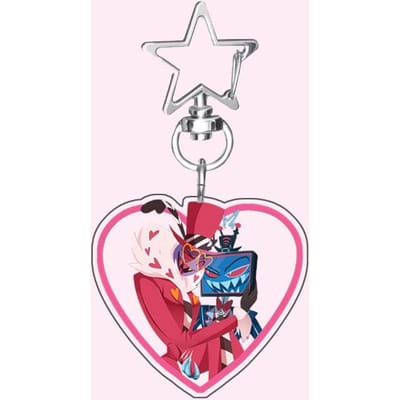 6cm Anime Karakter Hartvormig Ontwerp Acryl Tas Decoratie Hanger voor Hazbin Hotel Charlie Alastor Vox Fans Cadeau 3pcs gray