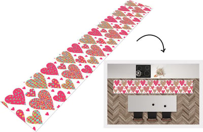 Keukenloper - Loper keuken - Meisje - Hart - Love - Patronen - 300x50 cm - Keukenloper vinyl