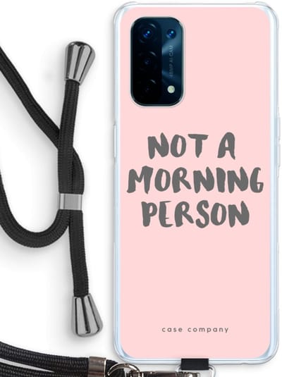 Case Company® - Hoesje met koord geschikt voor Oppo A74 5G hoesje met Koord - Morning person - Telefoonhoesje met Zwart Koord - Bescherming aan alle Kanten en Over de Schermrand