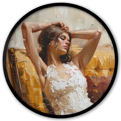 Poster in lijst Rond - Fotolijst 40x40 cm - Posters - Vrouw - Kunst - Abstract - Modern - Ronde posterlijst zwart - Decoratie - Wanddecoratie woonkamer - Muurdecoratie slaapkamer