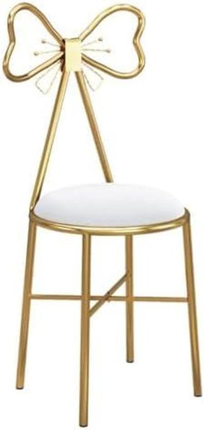 Fluwelen Make-up Stoel - Kaptafel Stoel - Slaapkamer Decoratie - Vlinderdas Armleuning - 80 cm Hoog - Wit