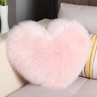 Pluche Hartvormig Decoratief Kussen - Zacht en Fluffy Wasbaar Kussen voor Woonkamer en Slaapkamer - Perfect Cadeau voor Valentijnsdag en Meisjes - 40 x 50 cm Roze