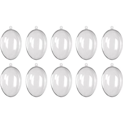 10 Pièces Ornements Transparents Creux Ovales Boules Boules en Plastique en Forme d'Œuf Fleur Préservée Pâques