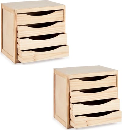 Kipit - Kantoor organiser ladeblokken hout 2x stuks - 37 x 30 x 39 cm - 5x lades