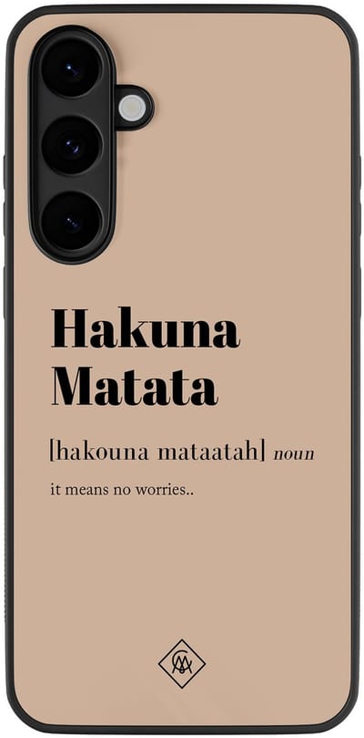 Casimoda® hoesje - Geschikt voor Samsung Galaxy S25 FE - Hakuna Matata - Zwart TPU Backcover - Tekst - Bruin/beige