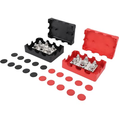 2 Stuks Heavy Duty Stroomverdeelblok 500A Waterdicht Marine Batterijterminal Verdeelblok voor Camper Boot 12V DC black