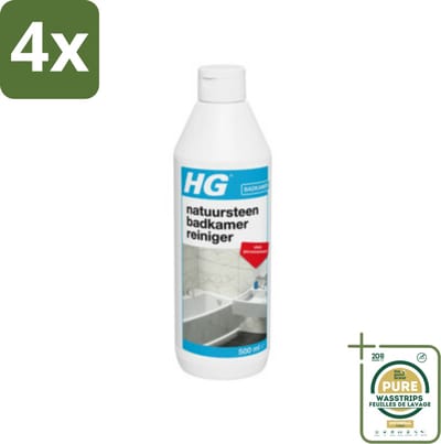 HG Natuursteen Badkamer Reiniger 500 ml - Voordeelverpakking - 4 stuks - Marmeren reiniger - Kalk verwijderen