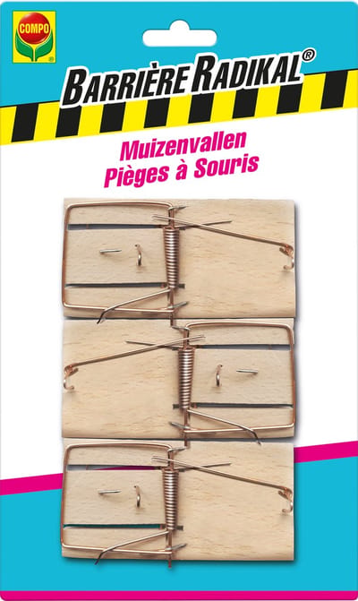 Barrière Radikal Muizenvallen - krachtig veermechanisme - 3 stuks