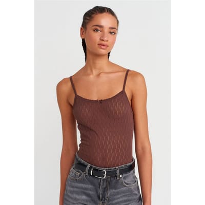 Textuur Crop Cami Blouse met Strikdetail