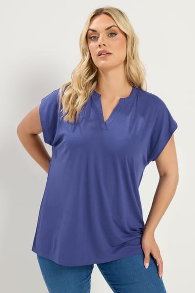 Yours Paars Tshirt Met Inkeping In De Hals Size 42