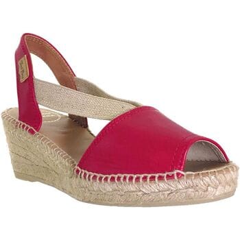TEIDE-P | Leren espadrille met sluiting aan de achterkant en middelhoge sleehak - ROOD, maat 36