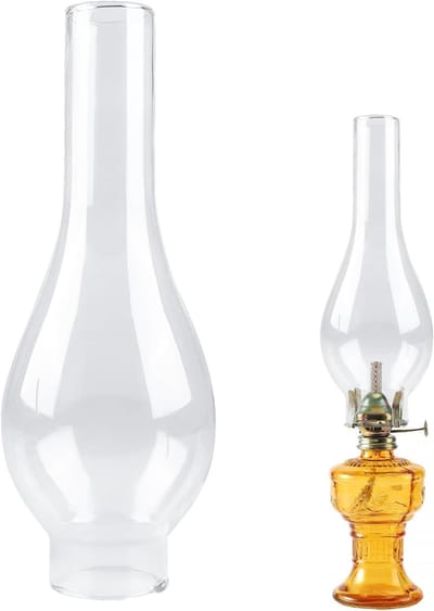 Vervangende glazen lampenkap voor olie- en petroleumlampen - Geschikt voor lampen met een basis van 5 cm en een hoogte van 24 cm, ideaal voor sfeervolle verlichting en decoratie