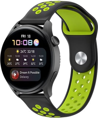 By Qubix - Geschikt voor Garmin bandje - Geschikt voor Garmin Vivoactive 4 / 4L - Sport Edition Siliconen band - Zwart + groen - Smartwatch bandje 22mm