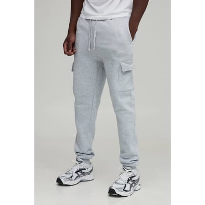 Lange Essentiële Skinny Cargo Jogger | Grey Marl | Size 2XL