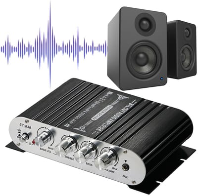 ST-838 Mini HiFi-Versterker - Auto-Audiosysteem - 2.1-Kanaals Versterker/Ontvanger - Subwoofer Audioversterker - Compatibel met Meerdere Media-apparaten