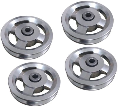 Riemwielen Set - Fitness Katrollen - Fitnessapparatuur - Aluminiumlegering - 88 mm - Zilver