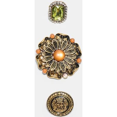 Stradivarius Set van 3 gegraveerde broches  Goud OS